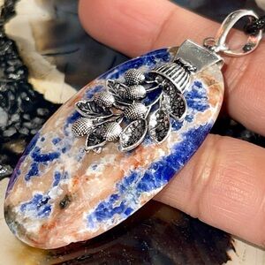 Thin Navy Sodalite Pendant 2 1/2”